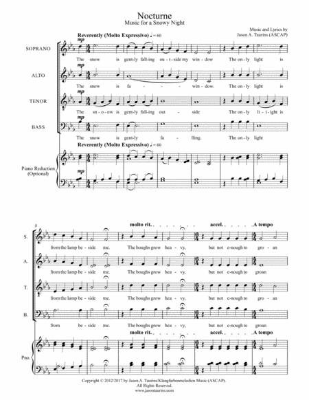 Free Sheet Music Nocturne Music For A Snowy Night Satb
