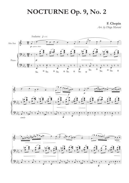 Nocturne Op 9 No 2 For Alto Saxophone And Piano Sheet Music