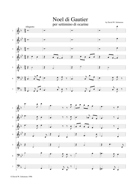 Free Sheet Music Noel Di Gautier For Ocarina Septet