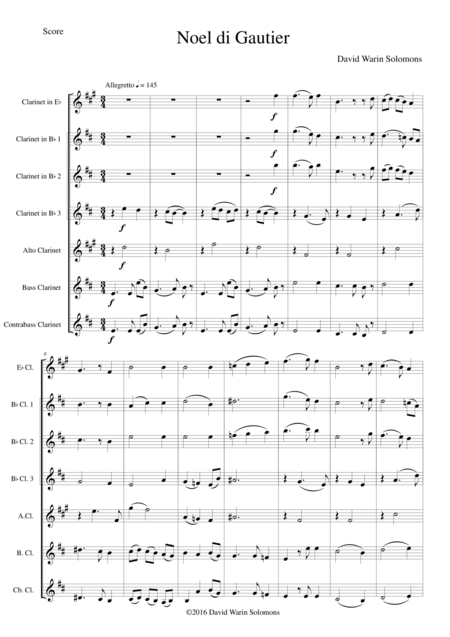 Noel Di Gautier Gautiers Christmas For Clarinet Choir Sheet Music