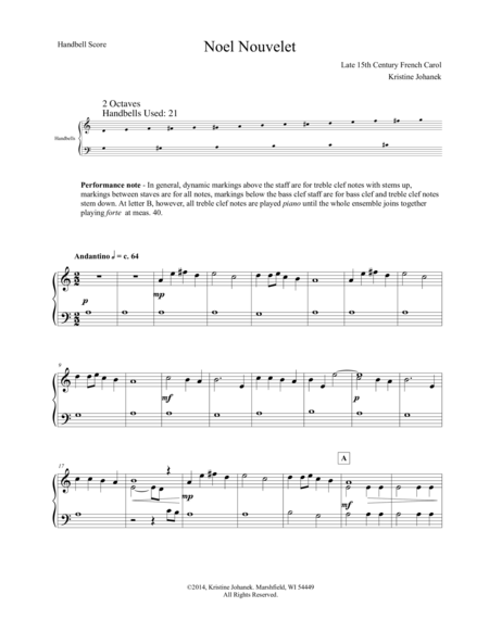 Free Sheet Music Noel Nouvelet 2 Octave Handbells Tone Chimes Or Hand Chimes