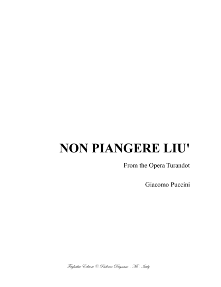 Non Piangere Liu G Puccini For Tenor And Piano Sheet Music