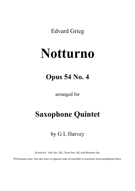 Notturno Opus 54 No 4 Saxophone Quintet Sheet Music