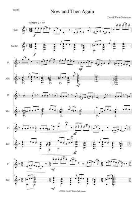 Free Sheet Music Now And Then Again For Flute And Guitar