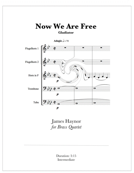 Now We Are Free For Brass Quintet Sheet Music