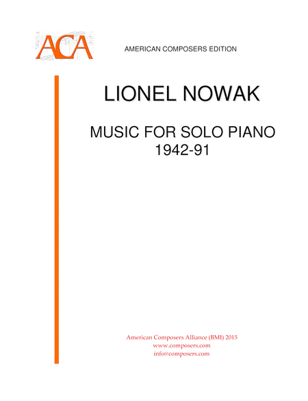 Nowakl Music For Solo Piano 1942 91 Sheet Music