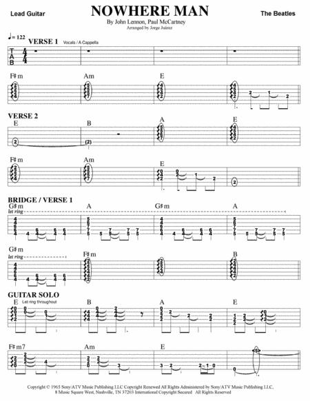 Nowhere Man Guitar Tab Sheet Music