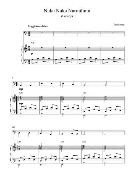 Nuku Nuku Nurmilintu Sheet Music