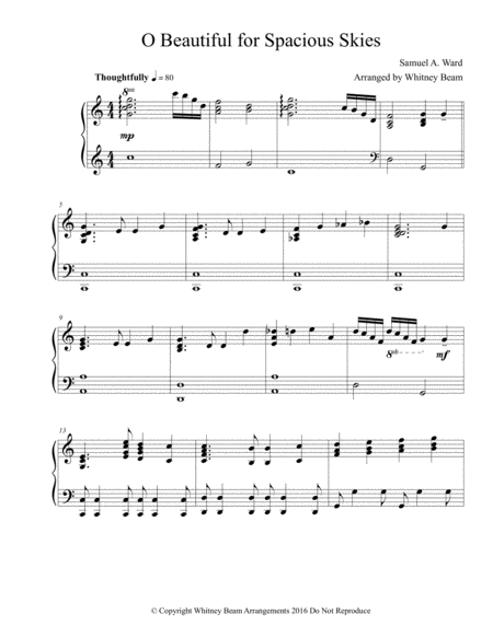 Free Sheet Music O Beautiful For Spacious Skies