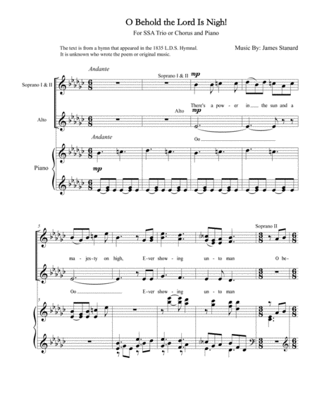 O Behold The Lord Is Nigh Sheet Music