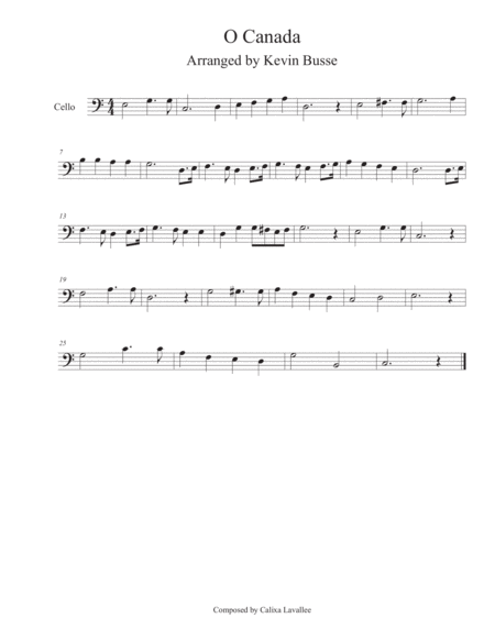 Free Sheet Music O Canada Cello