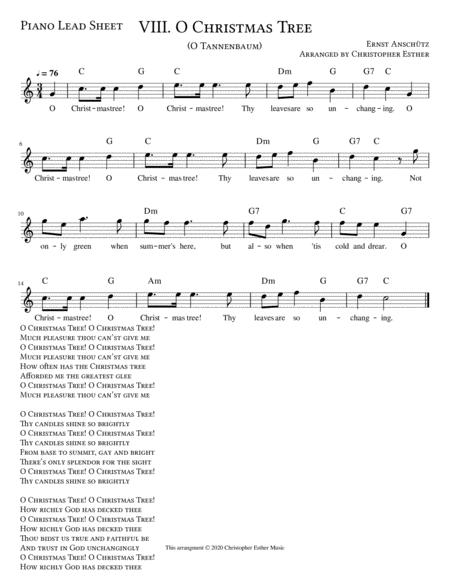 Free Sheet Music O Christmas Tree For Piano Lead Sheet