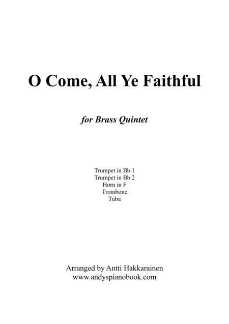 O Come All Ye Faithful Brass Quintet Sheet Music