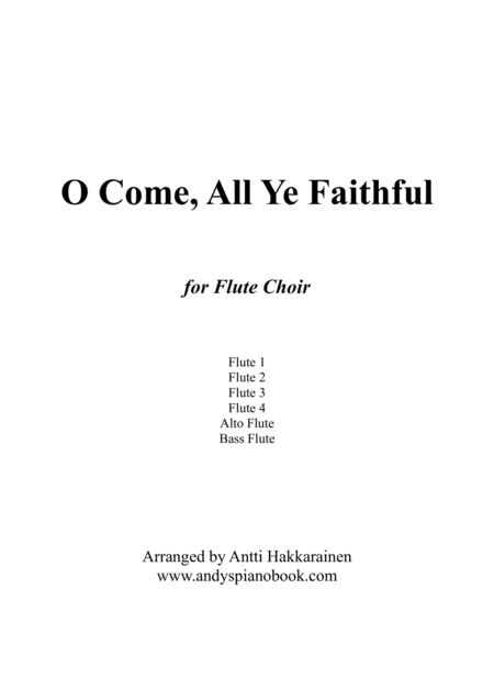 O Come All Ye Faithful Flute Choir Sheet Music