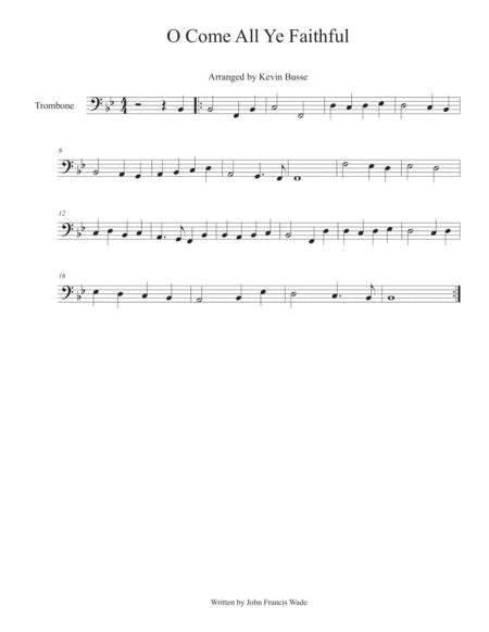 O Come All Ye Faithful Trombone Sheet Music