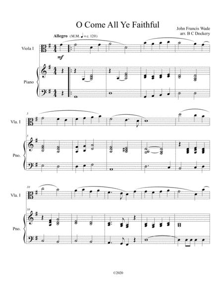 O Come All Ye Faithful Viola Solo With Optional Piano Accompaniment Sheet Music