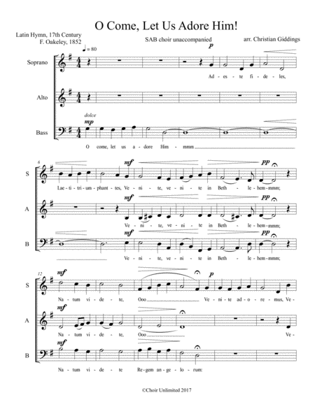 O Come Let Us Adore Him Sheet Music