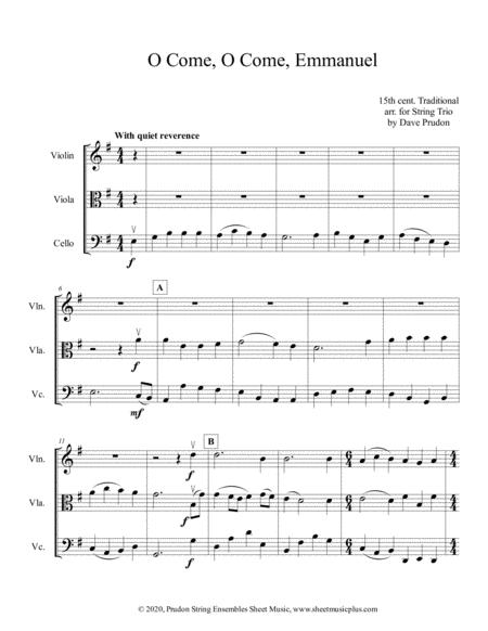 O Come O Come Emmanuel For String Trio Sheet Music