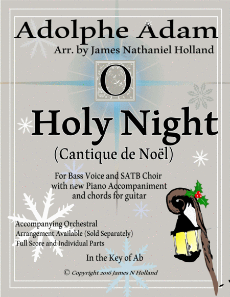 Free Sheet Music O Holy Night Cantique De Noel Adolphe Adam For Low Bass And Satb Choir Key Of Ab