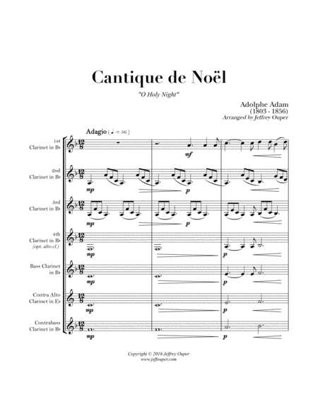 Free Sheet Music O Holy Night Clarinet Choir