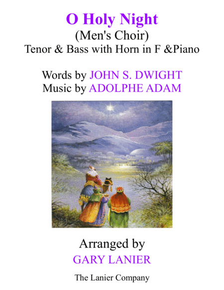 Free Sheet Music O Holy Night Mens Choir Tb With Horn In F Piano Score Parts Included