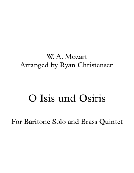 O Isis Und Osiris Baritone And Brass Quintet Sheet Music