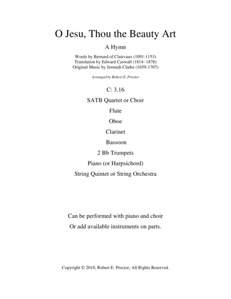 Free Sheet Music O Jesu Thou The Beauty Art