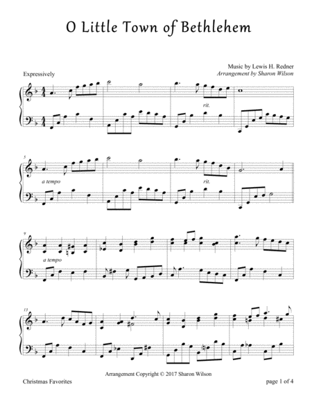 O Little Town Of Bethlehem Piano Solo Sheet Music