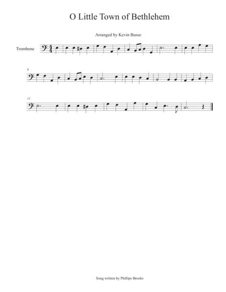 O Little Town Of Bethlehem Trombone Sheet Music