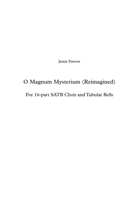 O Magnum Mysterium Reimagined Sheet Music