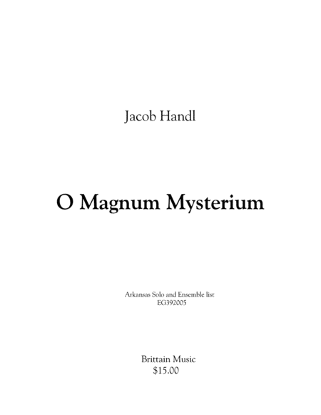 O Magnum Mysterium Tuba Euphonium Double Choir Sheet Music