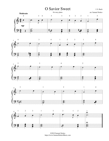 O Savior Sweet O Jesus So Sweet For Easy Piano Sheet Music