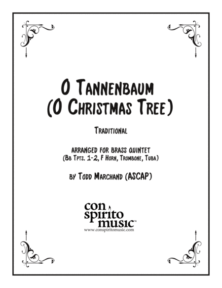 O Tannenbaum O Christmas Tree Brass Quintet Sheet Music