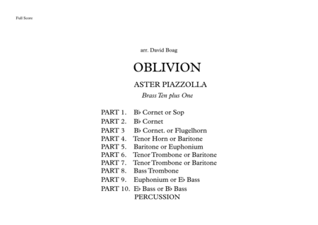 Oblivion Brass Ten 1 Sheet Music