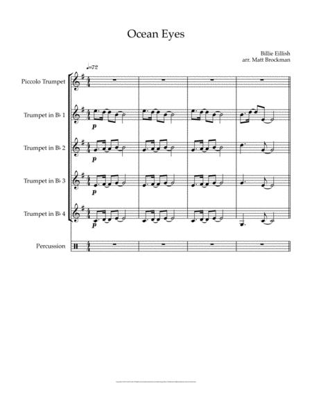 Free Sheet Music Ocean Eyes For 5 Trumpets