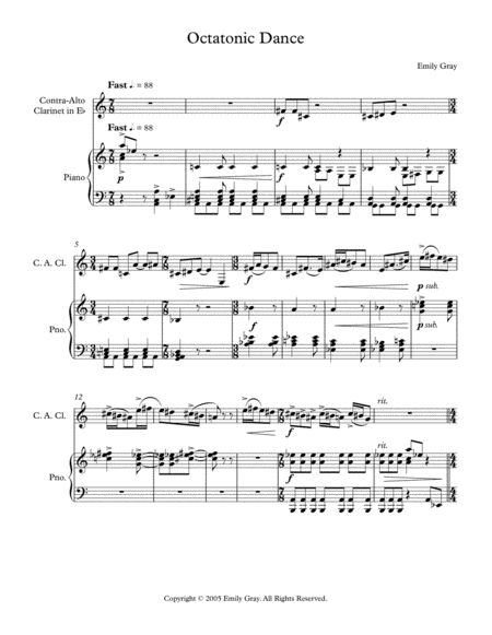 Free Sheet Music Octatonic Dance Contra Alto Clarinet And Piano