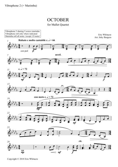 October Alleluia For Mallet Quartet Arr Joby Burgess Vibraphone 2 Share Marimba 2 Sheet Music