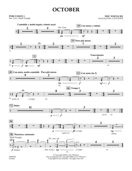 Free Sheet Music October Percussion 1 Arr Paul Lavender