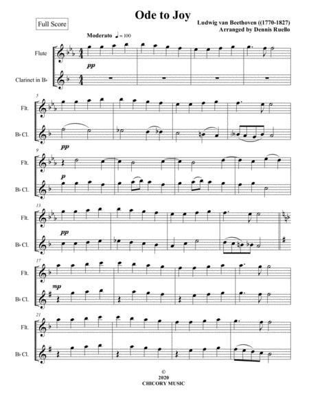 Ode To Joy Flute And Clarinet Duet Intermediate Sheet Music