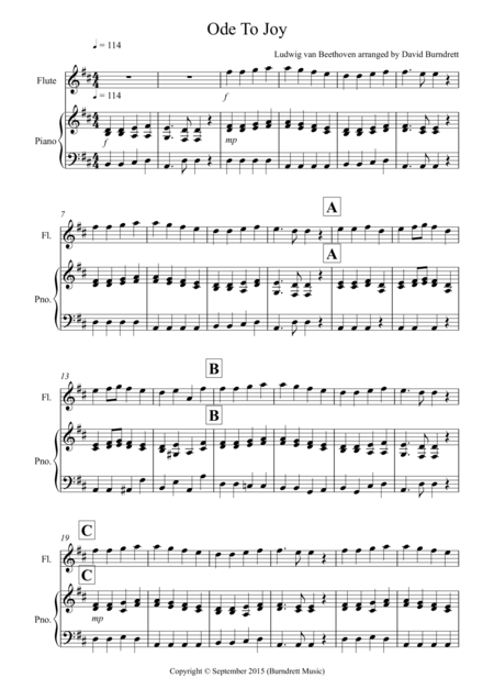 Ode To Joy For Flute And Piano Sheet Music