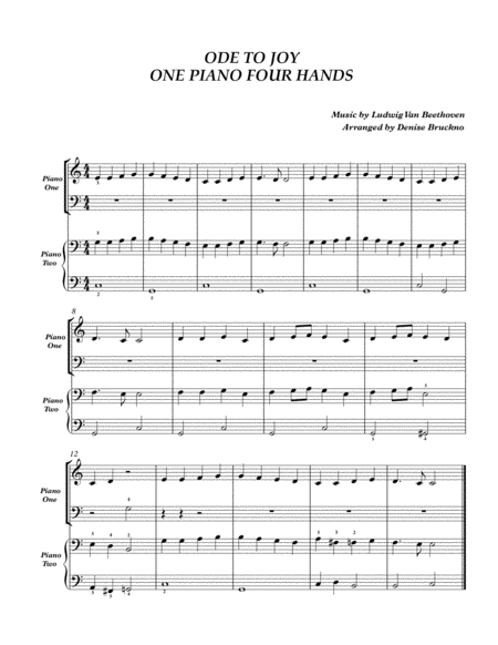 Ode To Joy One Piano Four Hands Sheet Music