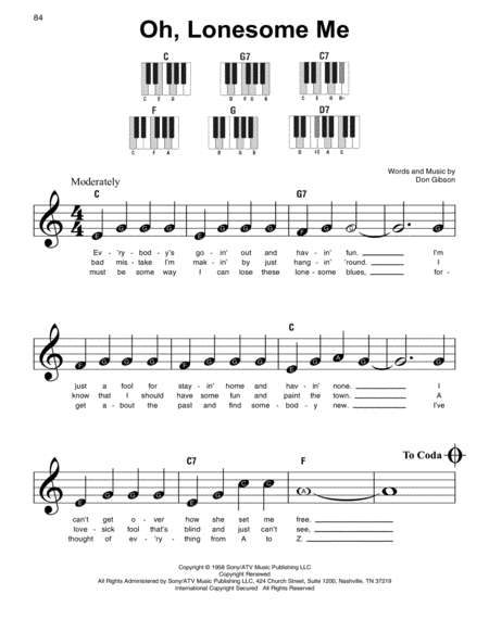 Free Sheet Music Oh Lonesome Me