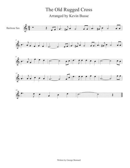 Old Rugged Cross Easy Key Of C Bari Sax Sheet Music