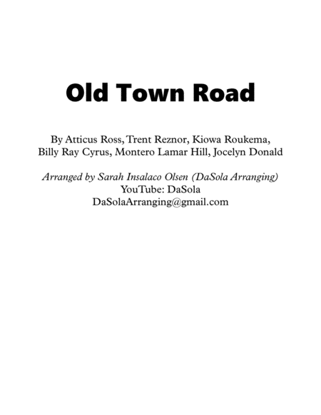 Free Sheet Music Old Town Road By Lil Nas X String Quartet Arranged By Dasola