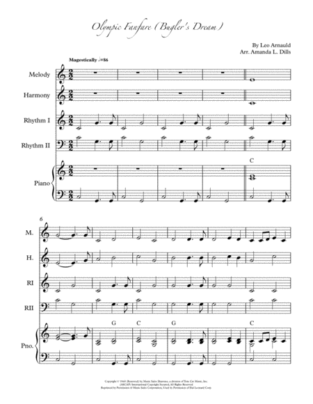 Olympic Fanfare Buglers Dream Adaptable Instrumental Sheet Music