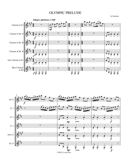 Olympic Prelude For Clarinet Choir Sheet Music