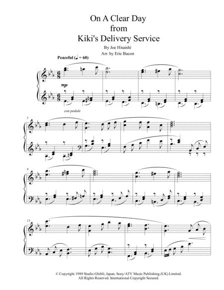 On A Clear Day From Kikis Delivery Service Sheet Music