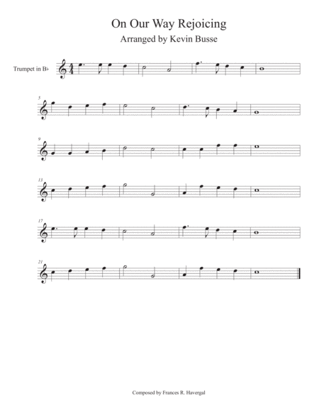 Free Sheet Music On Our Way Rejoicing Easy Key Of C Trumpet