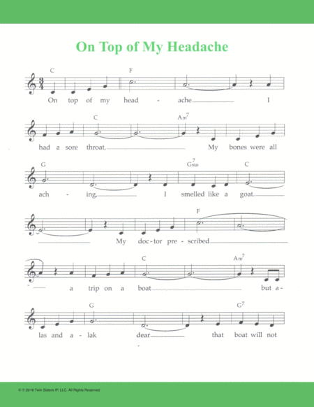 On Top Of My Headache Sheet Music