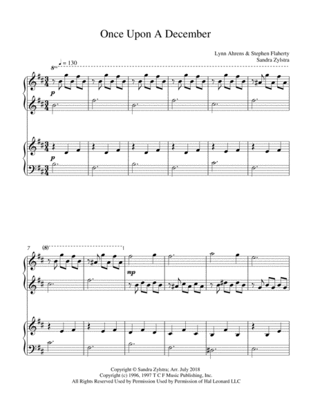 Once Upon A December 1 Piano 4 Hands Sheet Music